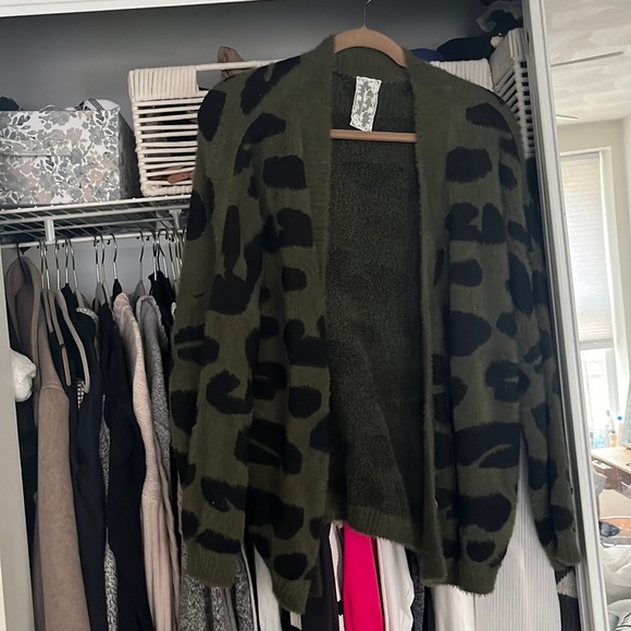 Sadie & Sage Sweaters - Green Cheetah Print Cardigan